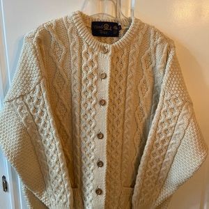 TIVOLI Aran 100% Wool Cardigan womens size large